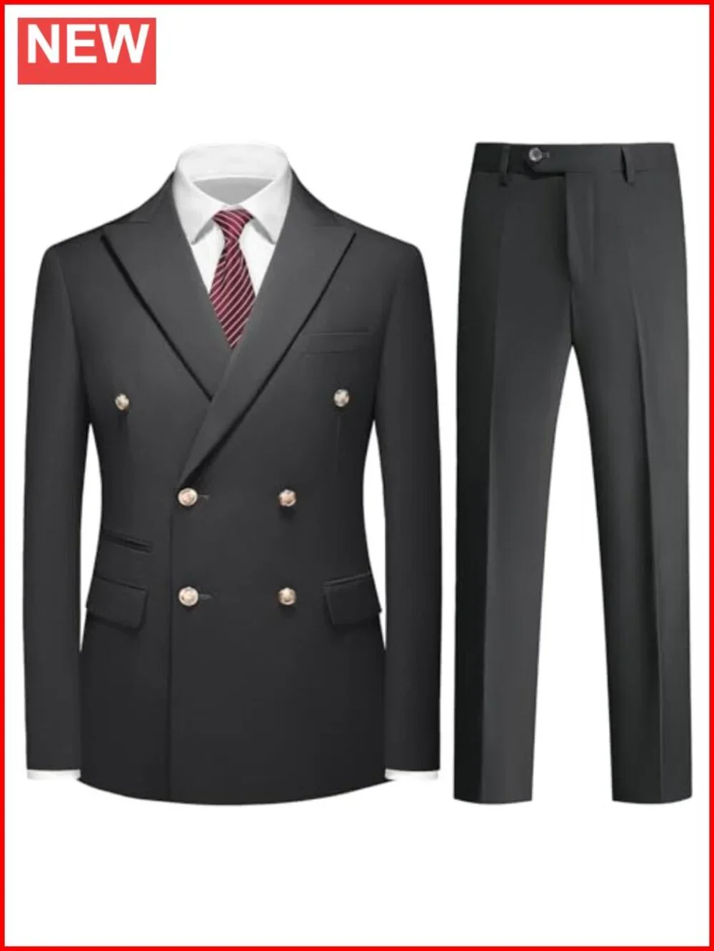 Men's Double Breasted 2 Piece Tuxedo Suit Set Formal Wedding